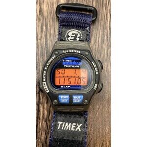 1997 Timex Ironman Triathlon 8 Lap Blue/Black/Grey Women’s Watch New Battery